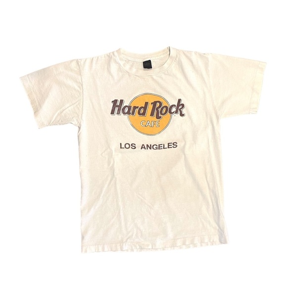 Vtg 90s Hard Rock Cafe Los Angeles T-Shirt White Single Stitch Anvil‎ USA Large - Picture 9 of 12